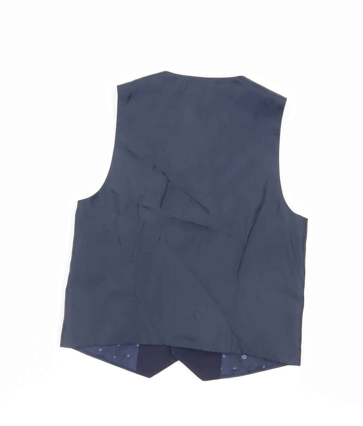 Back view of Next boys’ blue jacket waistcoat, size 5, years button