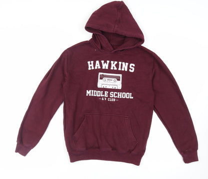 Stranger Things Girls Purple Cotton Pullover Hoodie Size 12-13 Years Pullover - Hawkins Middle School