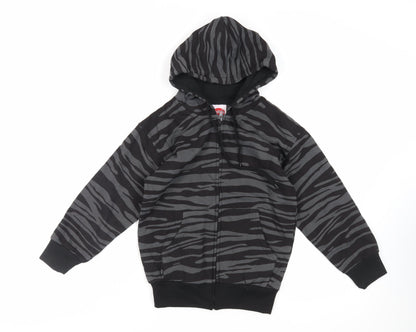 Bubble Girls Black Animal Print Cotton Full Zip Hoodie Size 8 Years Zip - Pockets