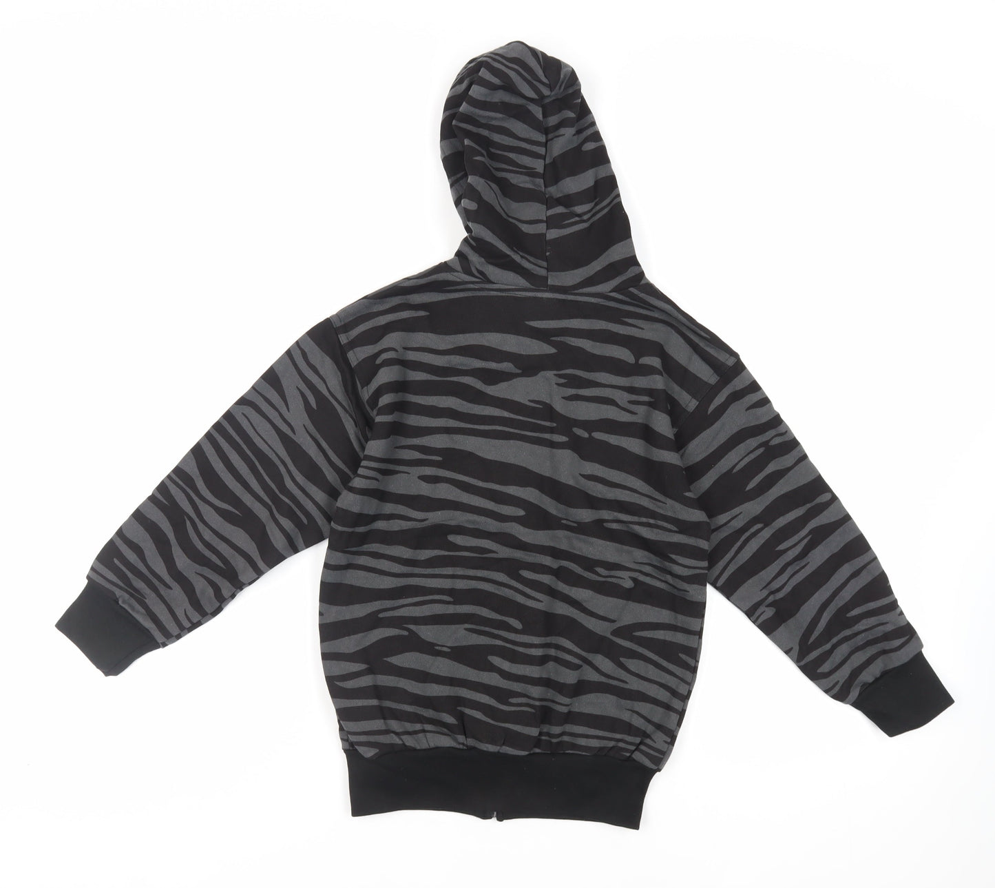 Bubble Girls Black Animal Print Cotton Full Zip Hoodie Size 8 Years Zip - Pockets