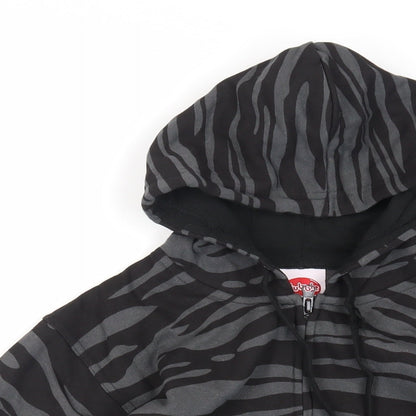 Bubble Girls Black Animal Print Cotton Full Zip Hoodie Size 8 Years Zip - Pockets