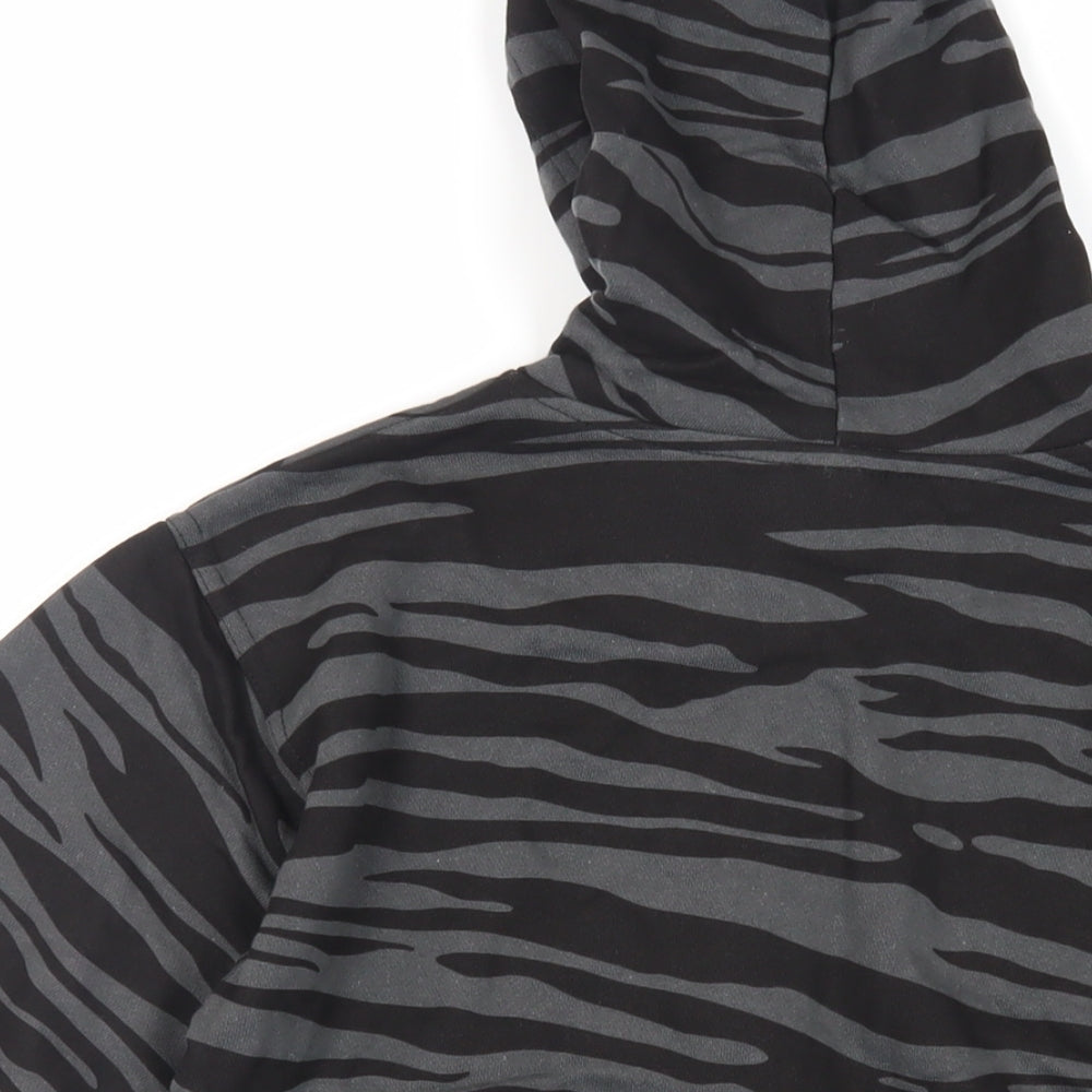 Bubble Girls Black Animal Print Cotton Full Zip Hoodie Size 8 Years Zip - Pockets