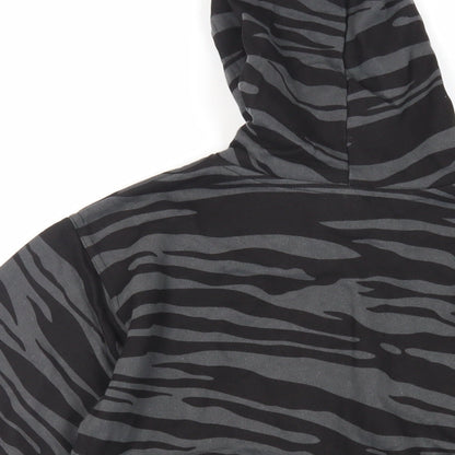 Bubble Girls Black Animal Print Cotton Full Zip Hoodie Size 8 Years Zip - Pockets