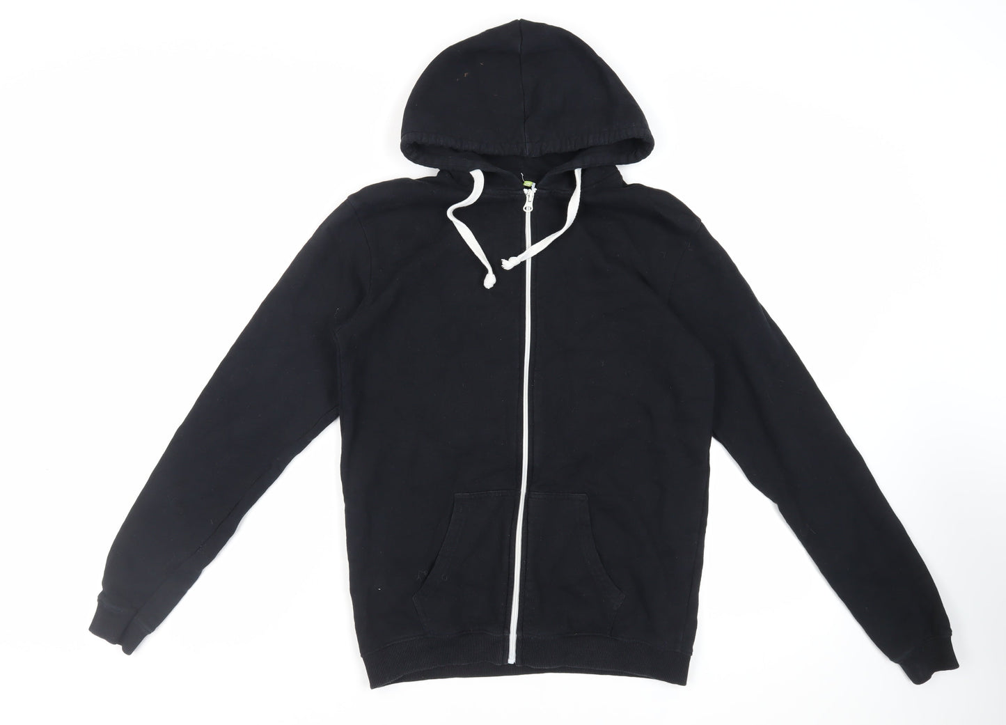 Teemill Mens Black Cotton Full Zip Hoodie Size S - Pockets