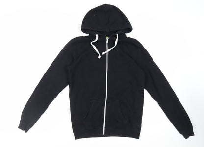 Teemill Mens Black Cotton Full Zip Hoodie Size S - Pockets