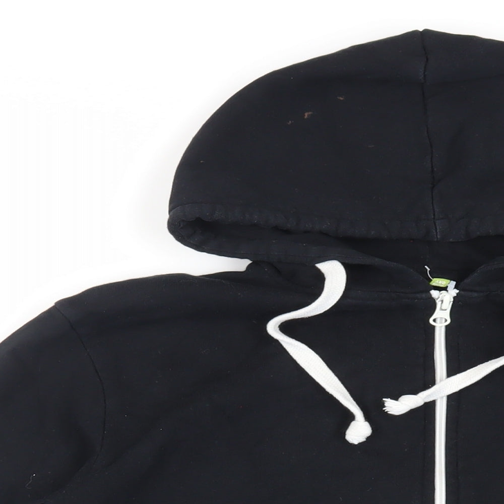 Teemill Mens Black Cotton Full Zip Hoodie Size S - Pockets