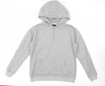 Maniere De Voir Mens Grey Cotton Pullover Hoodie Size L - Pockets