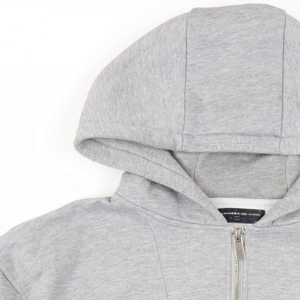 Maniere De Voir Mens Grey Cotton Pullover Hoodie Size L - Pockets