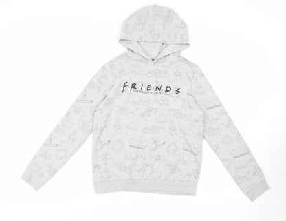Friends Girls Grey Geometric Cotton Pullover Hoodie Size 14 Years Pullover
