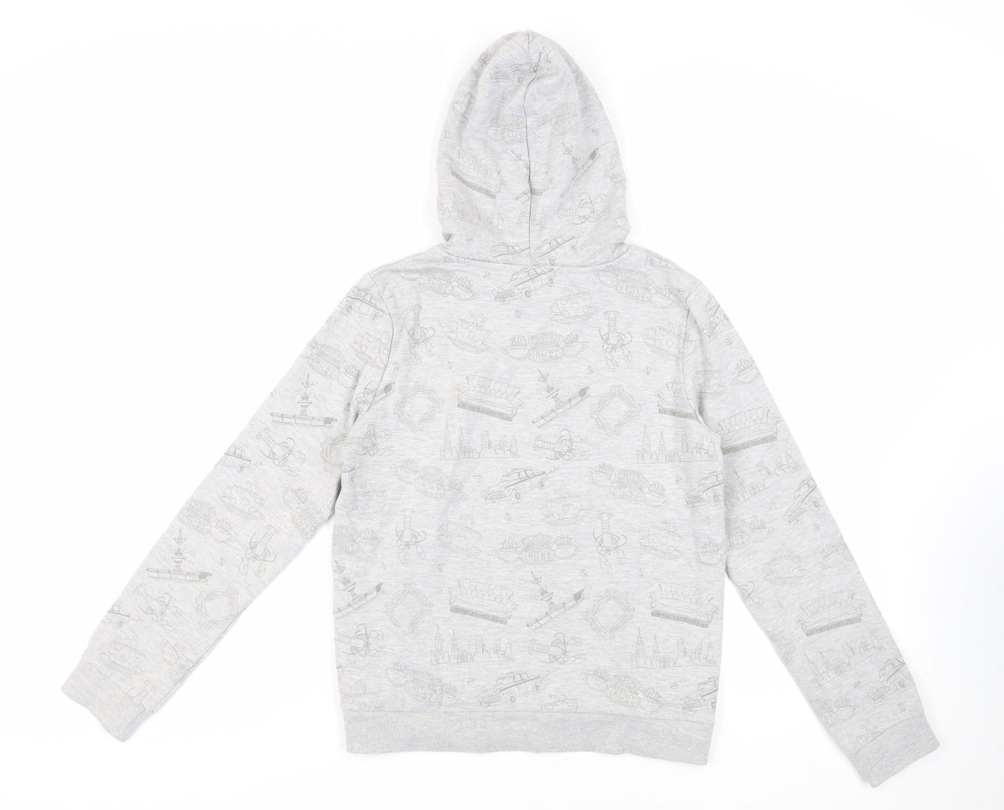 Friends Girls Grey Geometric Cotton Pullover Hoodie Size 14 Years Pullover