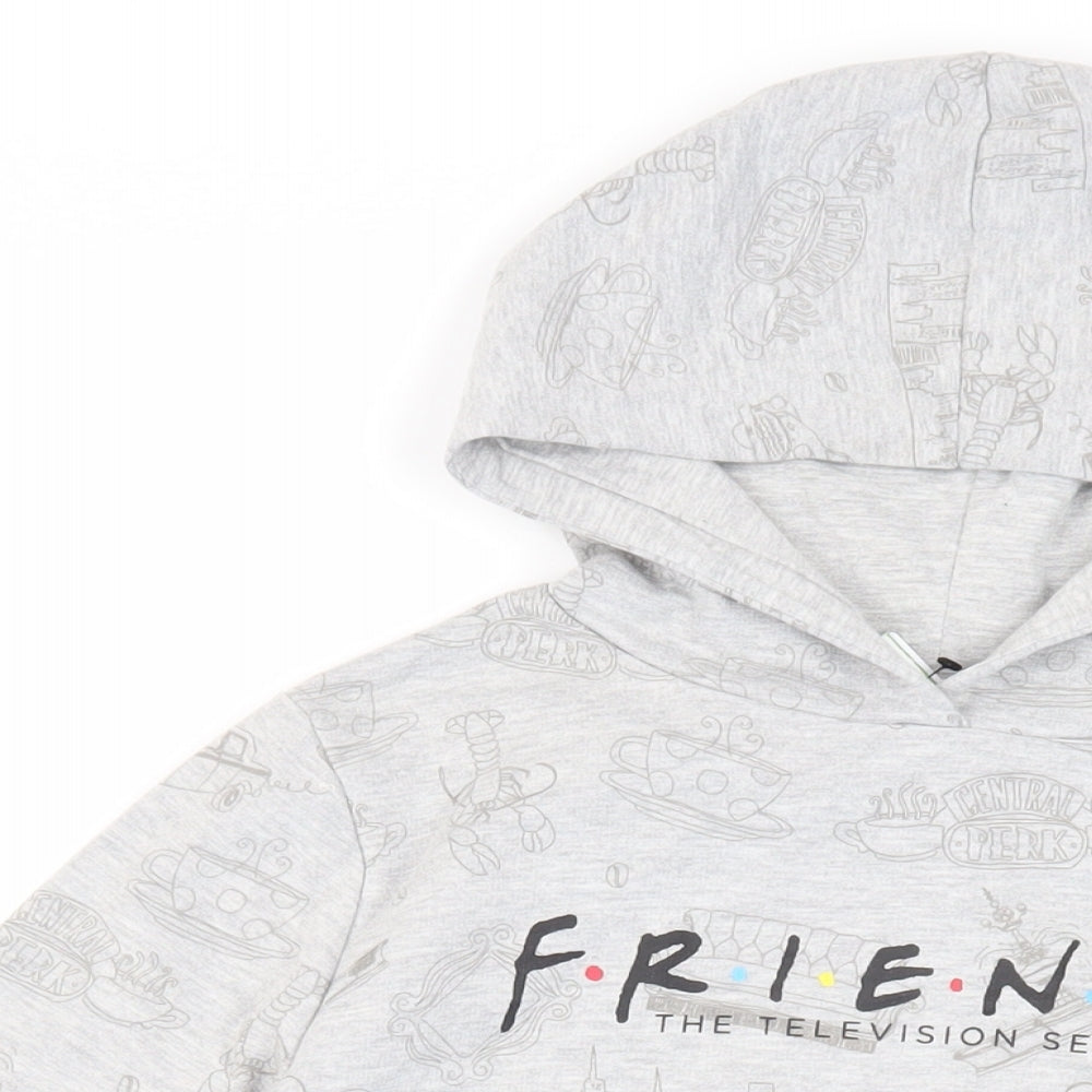 Friends Girls Grey Geometric Cotton Pullover Hoodie Size 14 Years Pullover