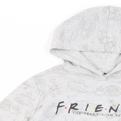 Friends Girls Grey Geometric Cotton Pullover Hoodie Size 14 Years Pullover