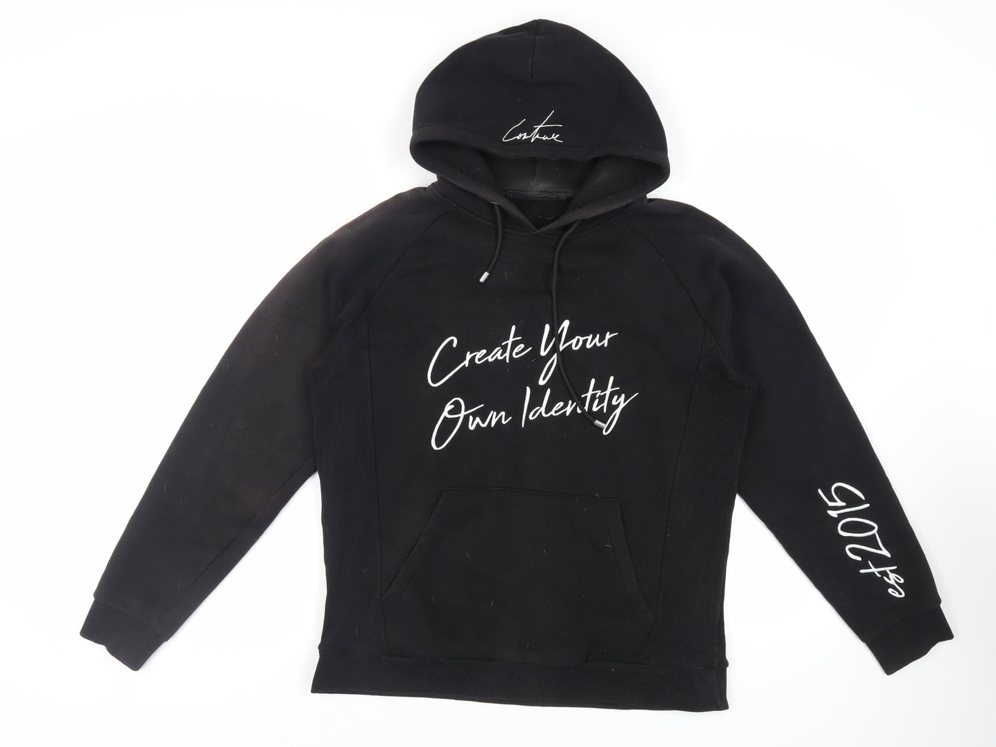 The Couture Club Mens Black Cotton Pullover Hoodie Size L - Pockets