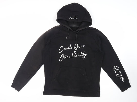 The Couture Club Mens Black Cotton Pullover Hoodie Size L - Pockets