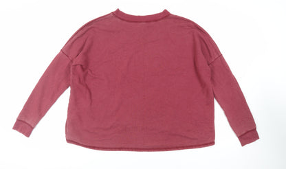 Back view of Juicy Couture women’s pink cotton pullover sweatshirt, size M, pullover