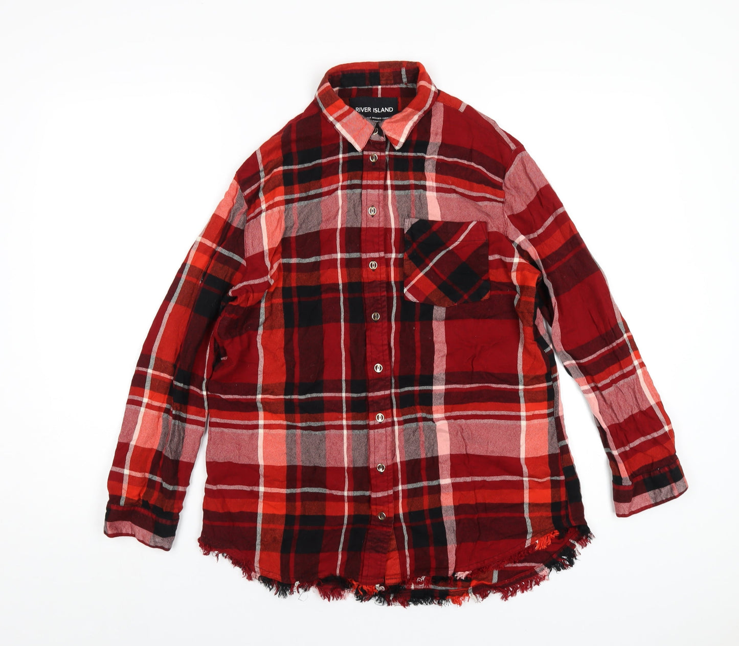 Womens UK Size S River Island Red Basic Button-Up
