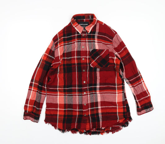 Womens UK Size S River Island Red Basic Button-Up