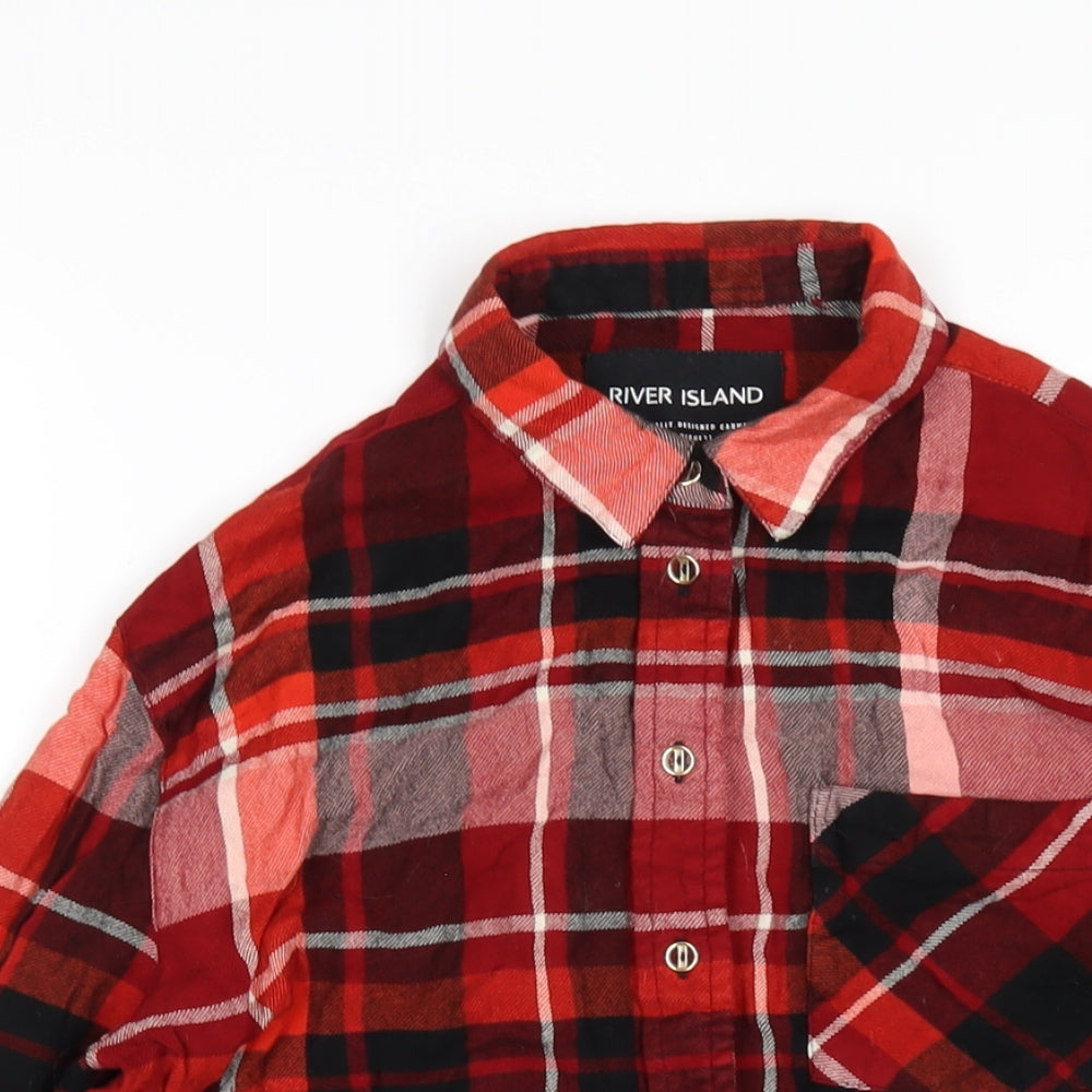 Womens UK Size S River Island Red Basic Button-Up