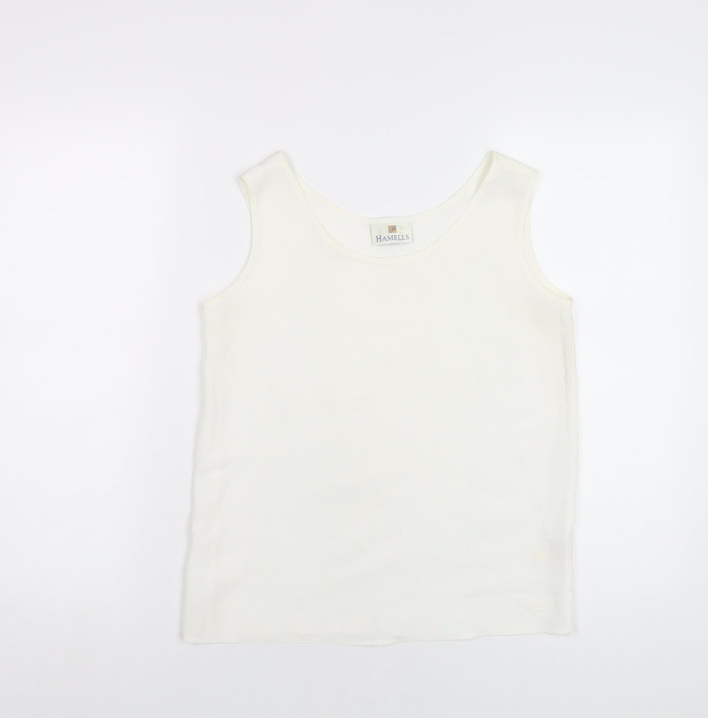 Hammell's Womens Ivory Polyester Basic Tank Size 8 Round Neck