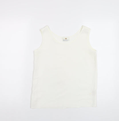 Hammell's Womens Ivory Polyester Basic Tank Size 8 Round Neck