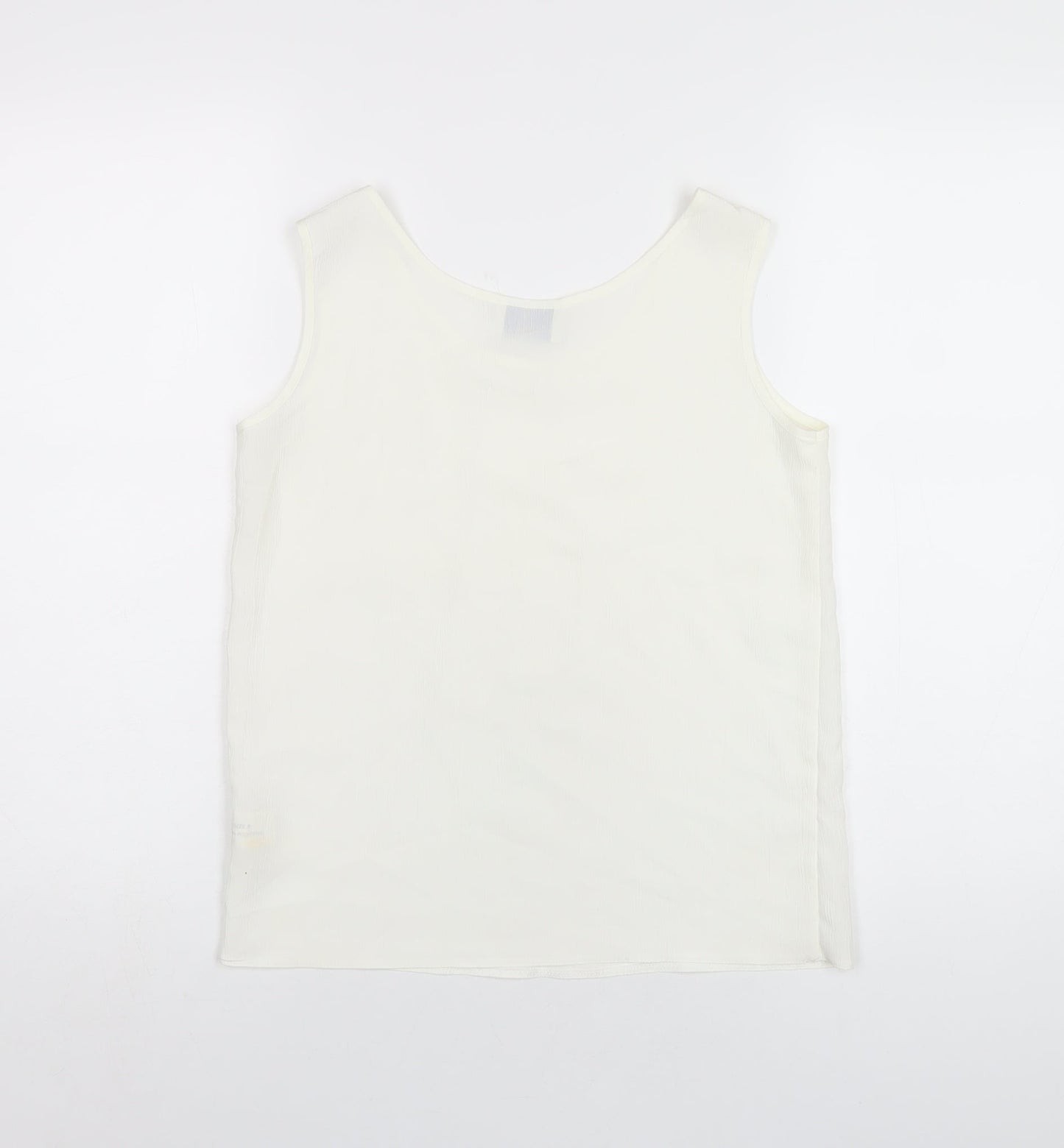 Hammell's Womens Ivory Polyester Basic Tank Size 8 Round Neck