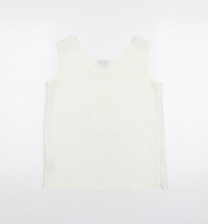 Hammell's Womens Ivory Polyester Basic Tank Size 8 Round Neck