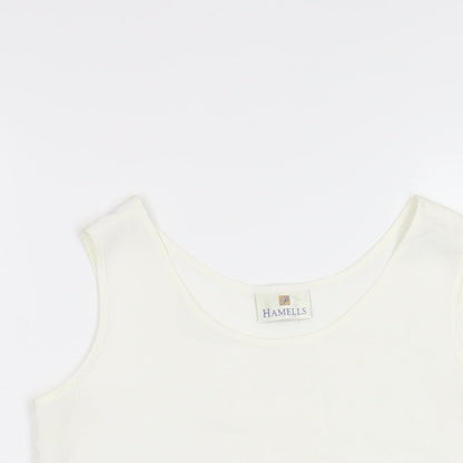 Hammell's Womens Ivory Polyester Basic Tank Size 8 Round Neck