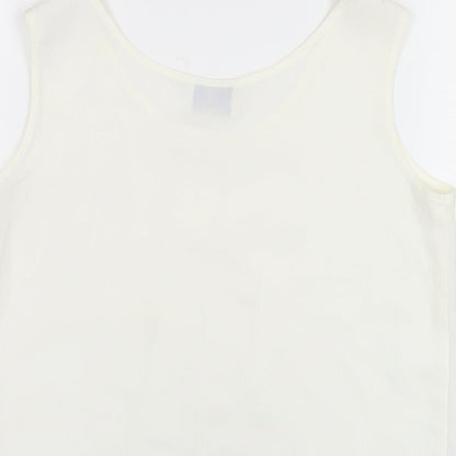 Hammell's Womens Ivory Polyester Basic Tank Size 8 Round Neck