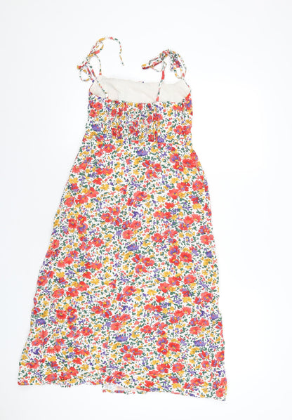 Urban Revivo Womens Multicoloured Floral Viscose A-Line Size 6 Square Neck Zip