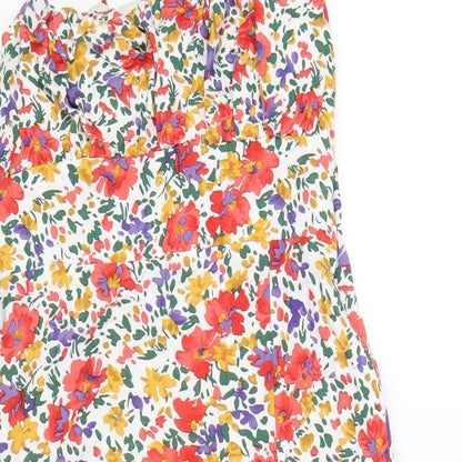 Urban Revivo Womens Multicoloured Floral Viscose A-Line Size 6 Square Neck Zip