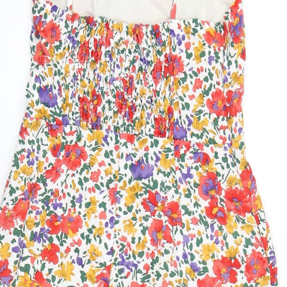 Urban Revivo Womens Multicoloured Floral Viscose A-Line Size 6 Square Neck Zip
