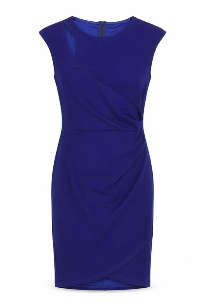 Jasambac Womens Blue Polyester Bodycon Size 12 Round Neck Zip