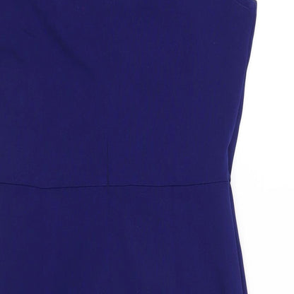 Jasambac Womens Blue Polyester Bodycon Size 12 Round Neck Zip