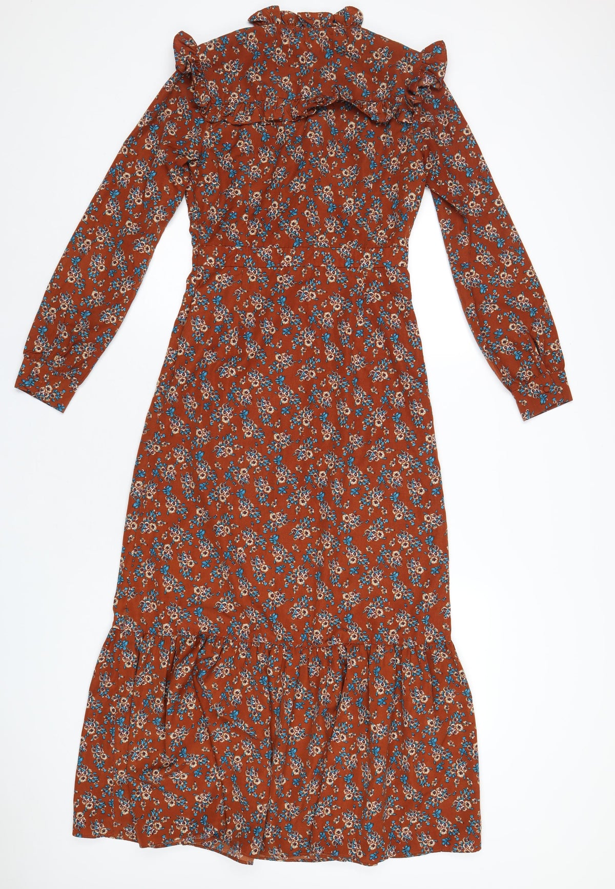 Daphnea Womens Brown Geometric Polyurethane A-Line Size S Mock Neck Zip