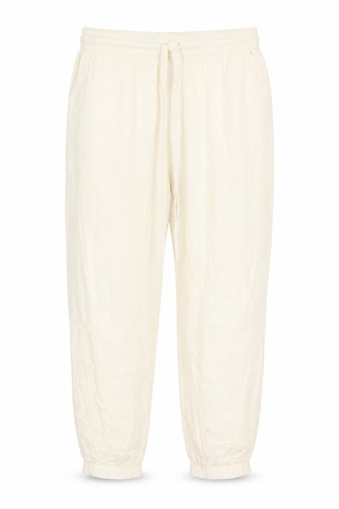 Teoh & Lea Womens Ivory Viscose Trousers Size M L25 in Regular Drawstring