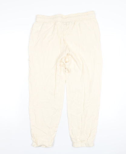 Teoh & Lea Womens Ivory Viscose Trousers Size M L25 in Regular Drawstring