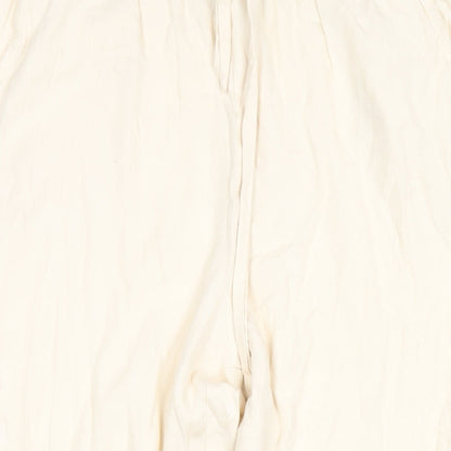 Teoh & Lea Womens Ivory Viscose Trousers Size M L25 in Regular Drawstring