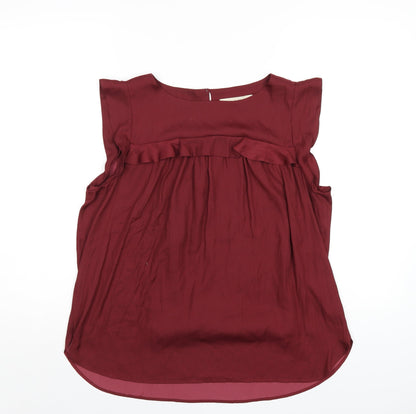 LOFT Womens Red Polyester Basic T-Shirt Size M Round Neck