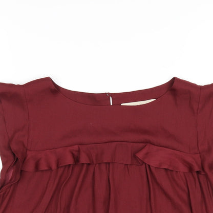 LOFT Womens Red Polyester Basic T-Shirt Size M Round Neck