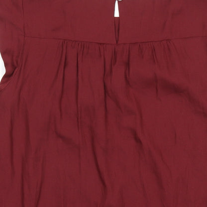 LOFT Womens Red Polyester Basic T-Shirt Size M Round Neck