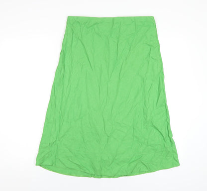 Stock Shop Womens Green Linen A-Line Skirt Size 14