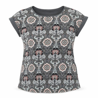 Red Herring Womens Grey Geometric Polyester Basic T-Shirt Size 12 Round Neck