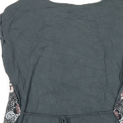 Red Herring Womens Grey Geometric Polyester Basic T-Shirt Size 12 Round Neck