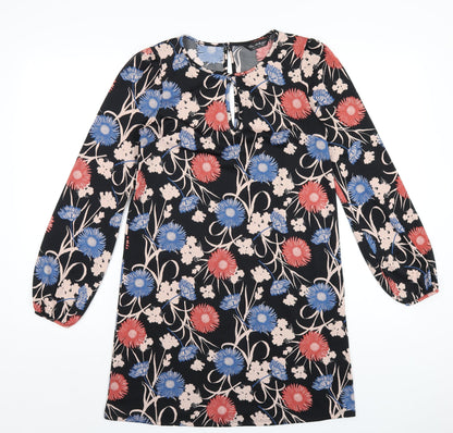 Miss Selfridge Womens Multicoloured Geometric Polyester A-Line Size 8 Round Neck Button