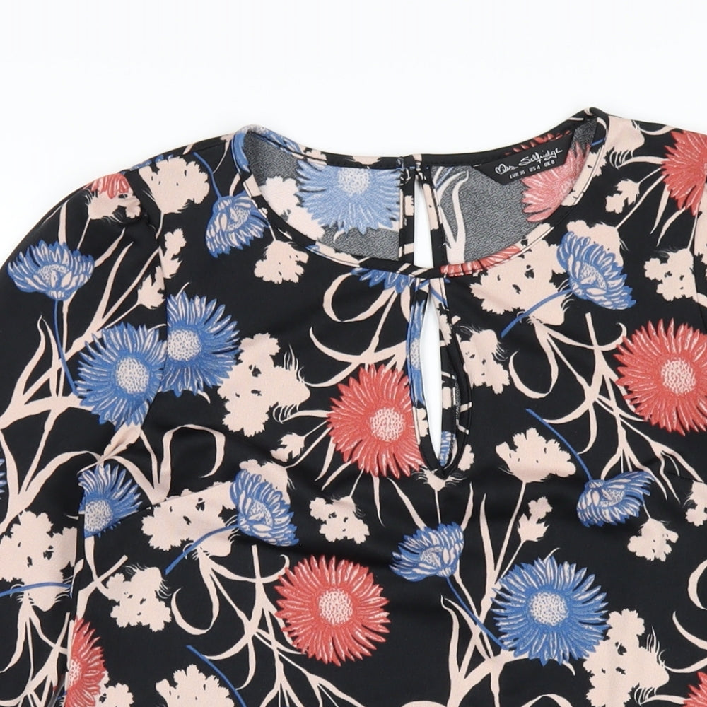 Miss Selfridge Womens Multicoloured Geometric Polyester A-Line Size 8 Round Neck Button