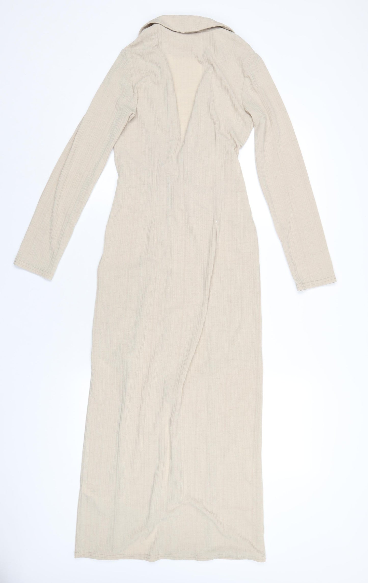 ASOS Womens Beige Polyester Maxi Size 8 Collared Pullover