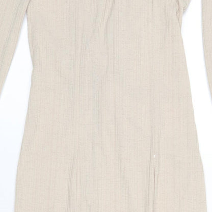 ASOS Womens Beige Polyester Maxi Size 8 Collared Pullover