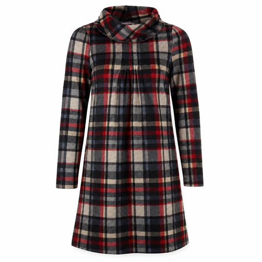 Studio Womens Multicoloured Plaid Polyester A-Line Size 8 Roll Neck Pullover