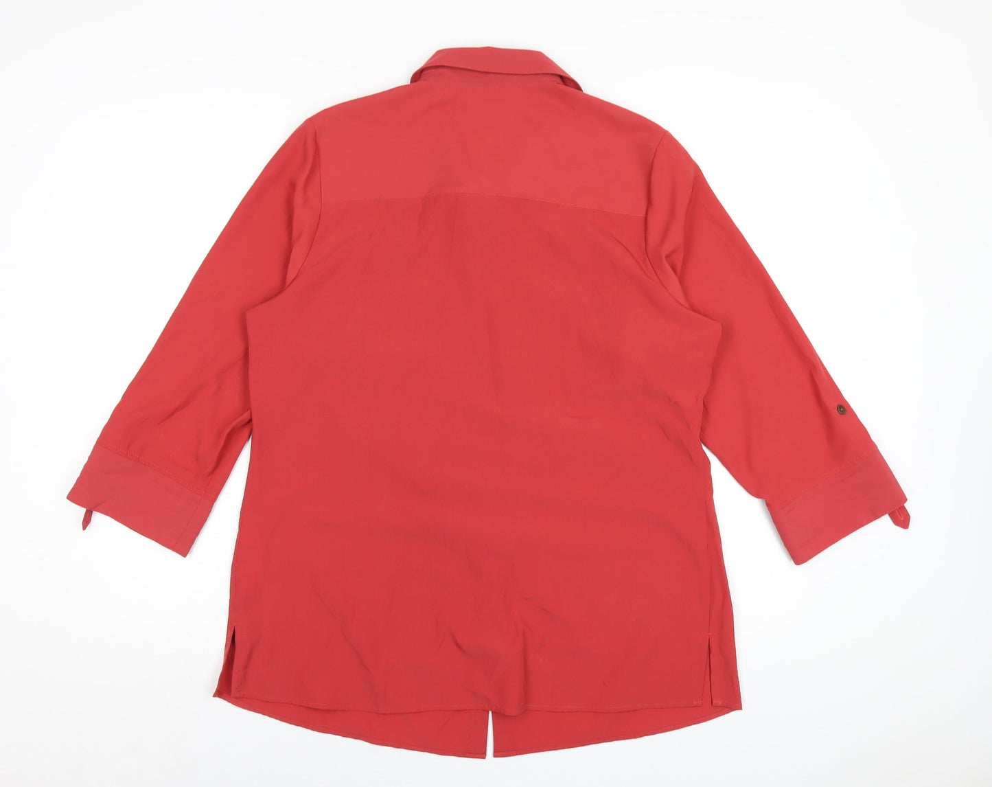 Womens UK Size 14 Classic Red Basic Button-Up