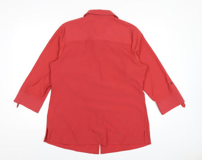 Womens UK Size 14 Classic Red Basic Button-Up